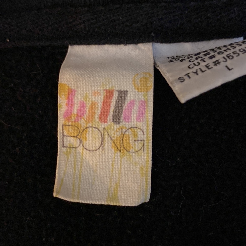 VINTAGE Black Billabong Full Zip Hoodie  Hand painted Center Design, size Medium - Picture 10 of 12
